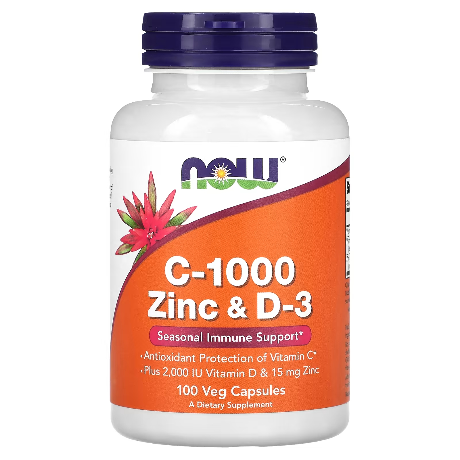 Цинк и витамин D3 NOW Foods C-1000, 100 капсул