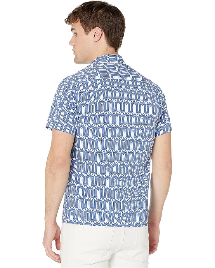 Рубашка SERGE BLANCO Short Sleeve Geometric Print Shirt, синий лонгслив serge размер 88 синий