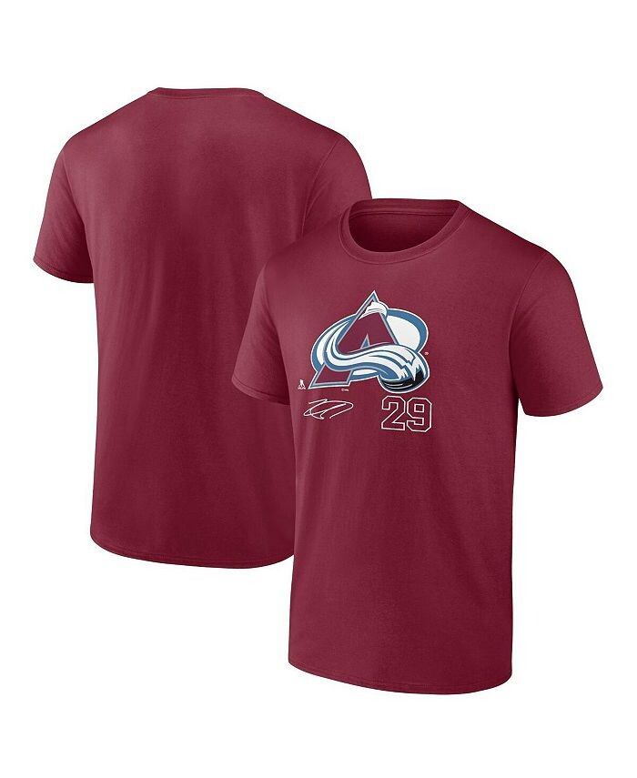 

Мужская футболка с именем и номером Nathan MacKinnon Burgundy Colorado Avalanche Fanatics, цвет Burgundy