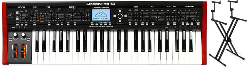 

Behringer DeepMind 12 49-клавишный 12-голосный аналоговый синтезатор в комплекте с Gator Frameworks GFW-KEY-5100X Deluxe 2-уровневая подставка для клавиатуры X-Style