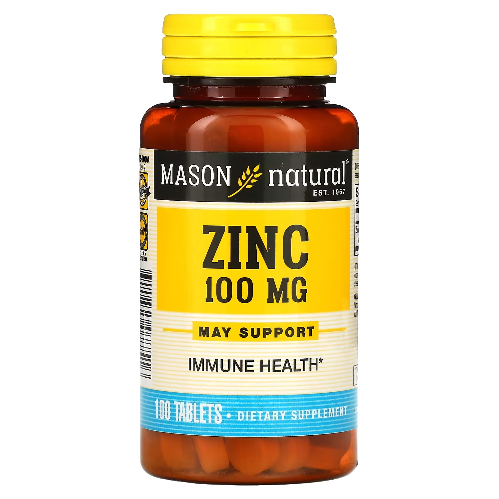 Цинк Mason Natural, 100 таблеток мелатонин mason natural 300 таблеток