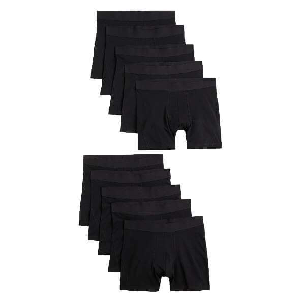 Комплект трусов-боксеров H&M Cotton Boxer Shorts, 10 предметов, черный - фото