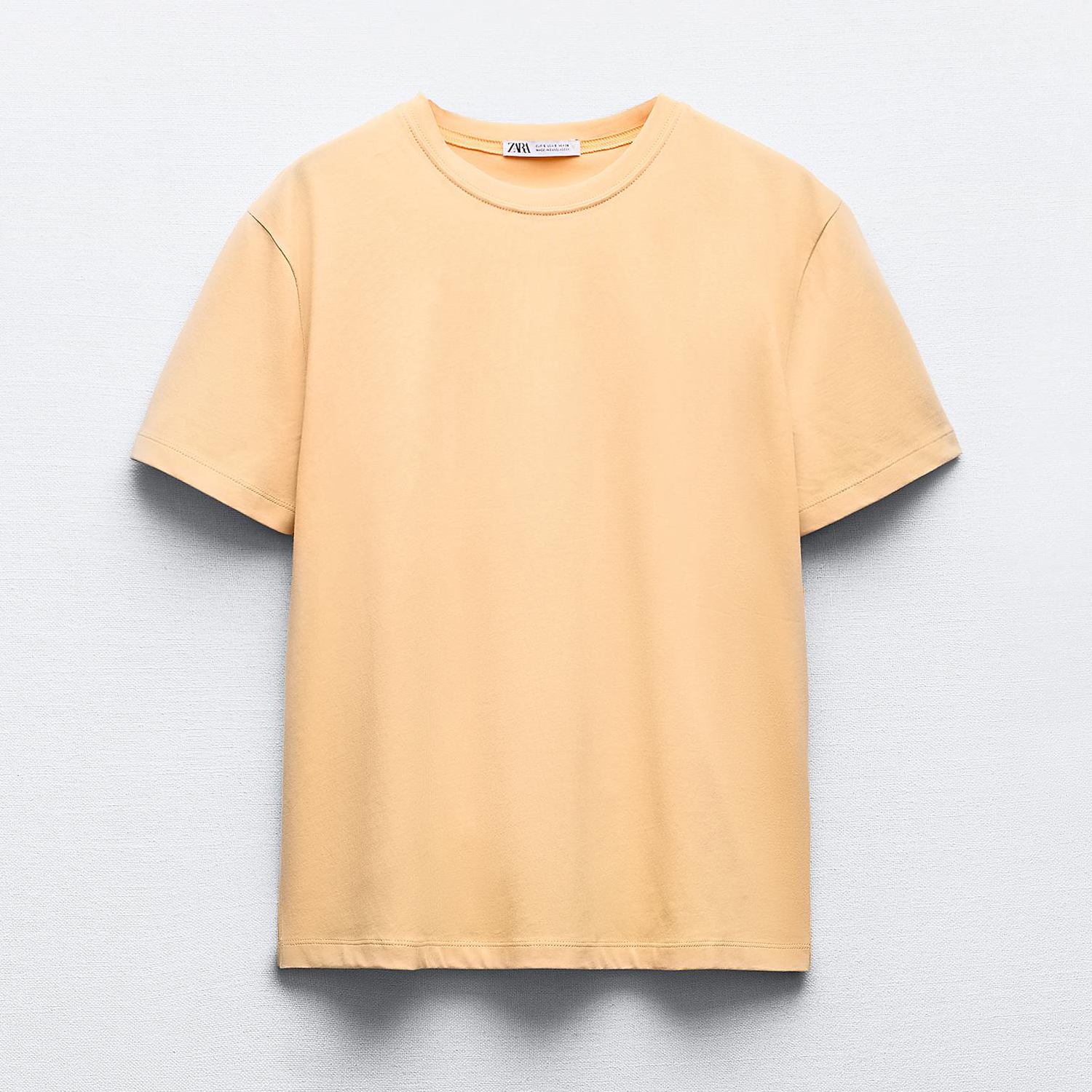 Футболка Zara Basic Cotton, светло-оранжевый