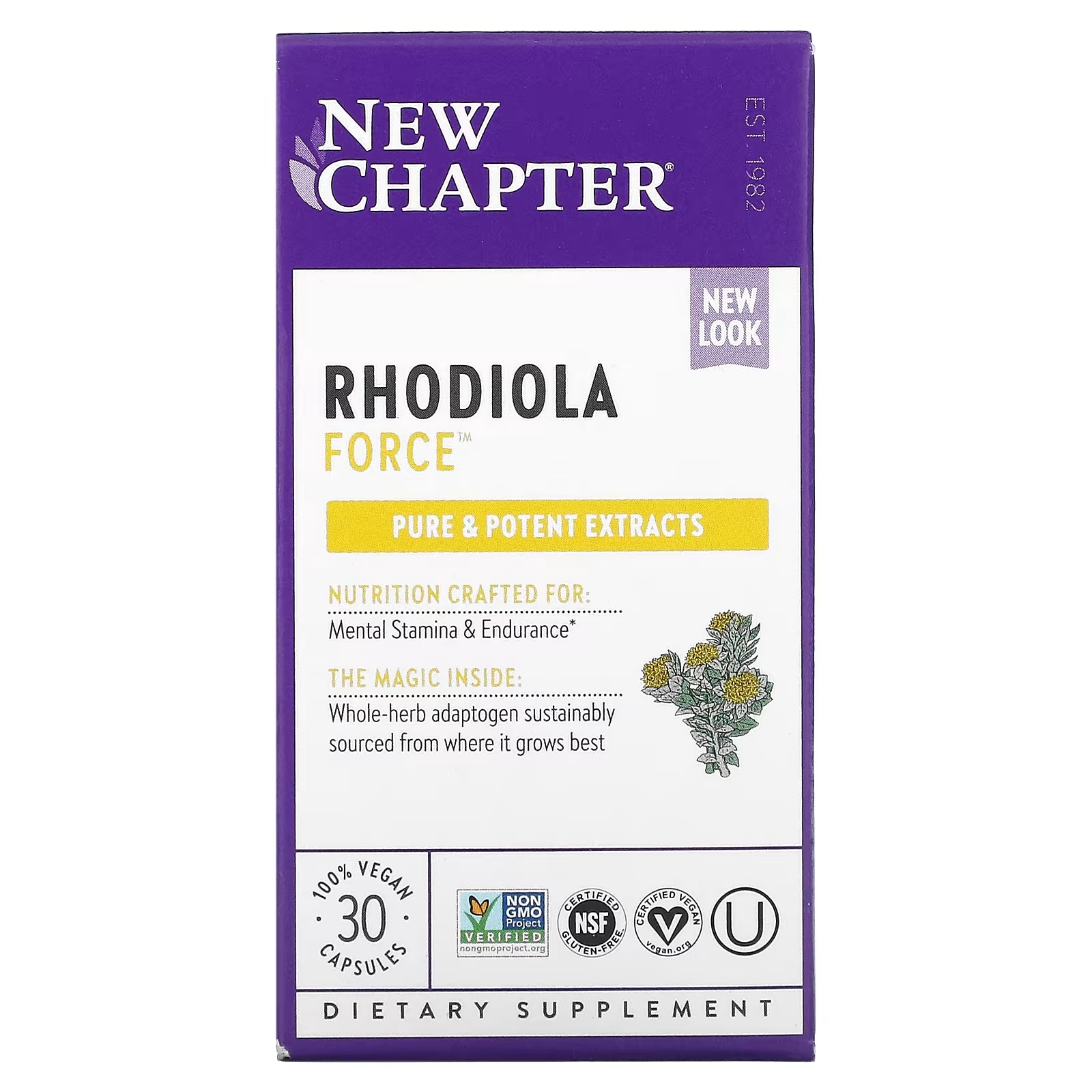 Родиола New Chapter Rhodiola Force, 30 веганских капсул родиола new chapter rhodiola force 30 веганских капсул