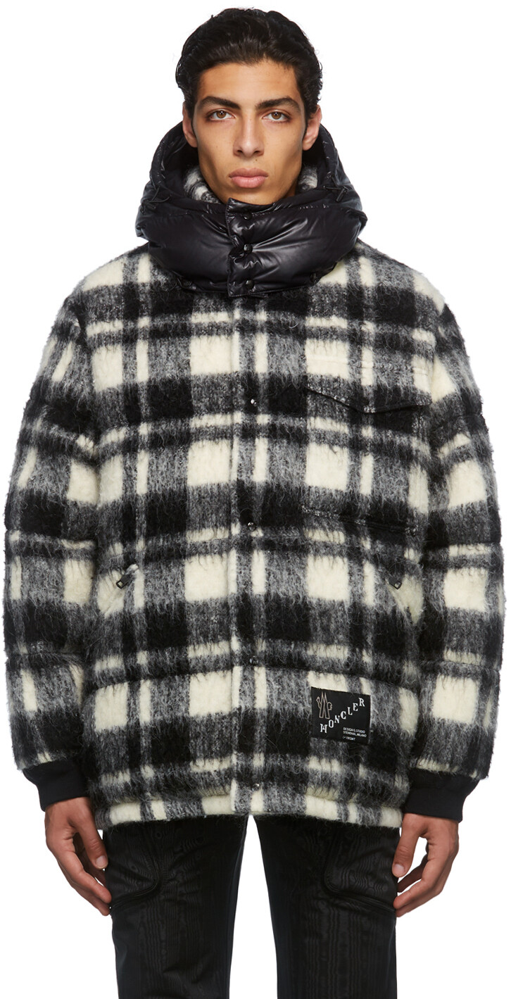 

7 Moncler FRGMT Hiroshi Fujiwara Черный пуховик в клетку Moncler Genius