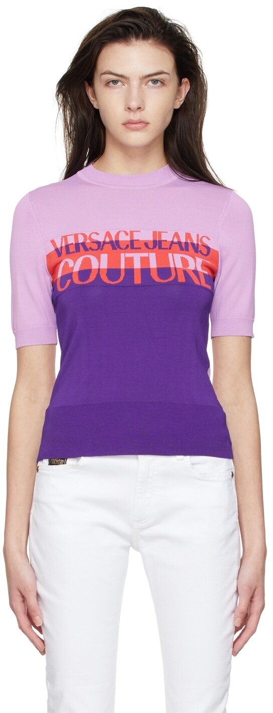 

Пурпурный свитер из вискозы Versace Jeans Couture, Фиолетовый, Пурпурный свитер из вискозы Versace Jeans Couture