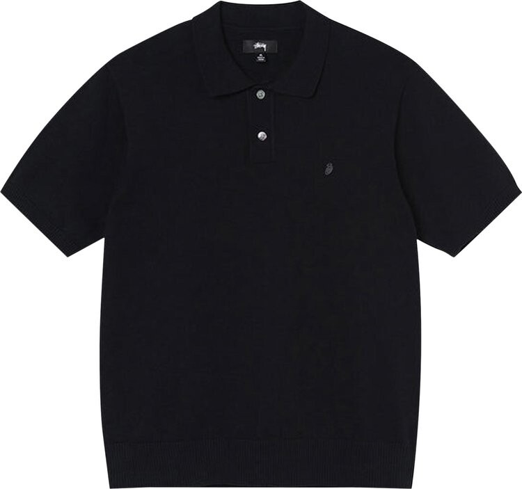

Свитер Stussy Classic Short-sleeve Polo Sweater 'Black', черный