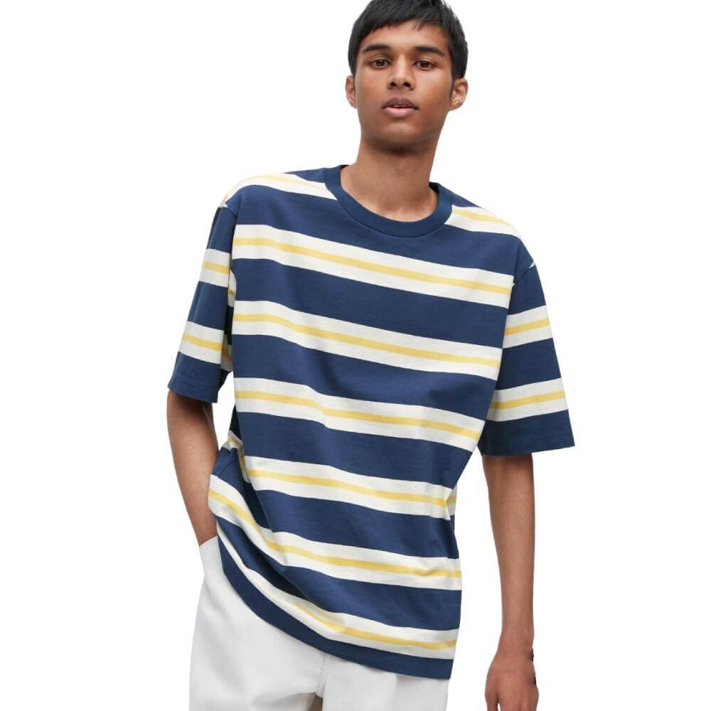 

Футболка Uniqlo Oversized Striped, синий