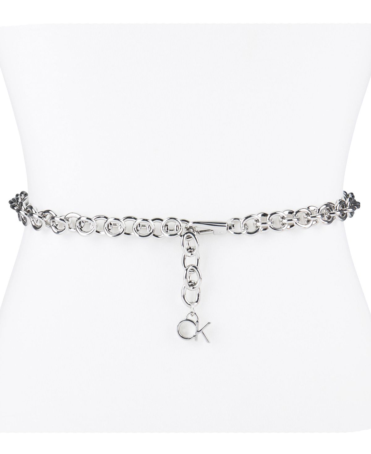 цена Женский серебристый ремень-цепочка с подвеской-логотипом Calvin Klein, серебряный