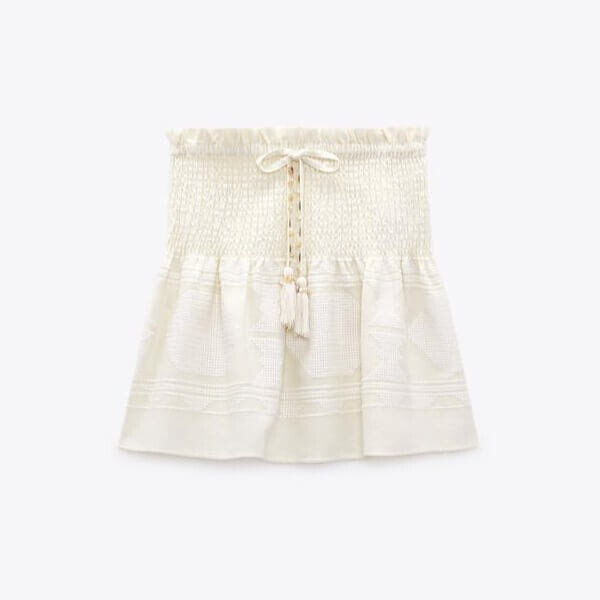 

Юбка Zara Linen Blend Short, кремовый