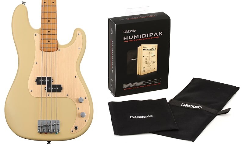 

Squier 40th Anniversary Vintage Edition Precision Bass — Satin Vintage Blonde Bundle с D'Addario Humidipak Support Automatic System Control System Squier + D'Addario 0379530507=1 PW-HPK-01=1