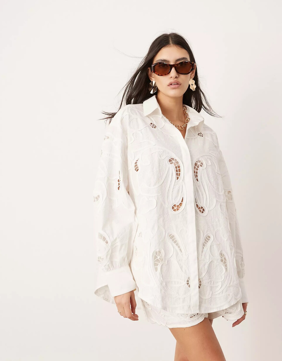 

Рубашка Asos Edition Curve Wide Leg Dad With Linen, белый
