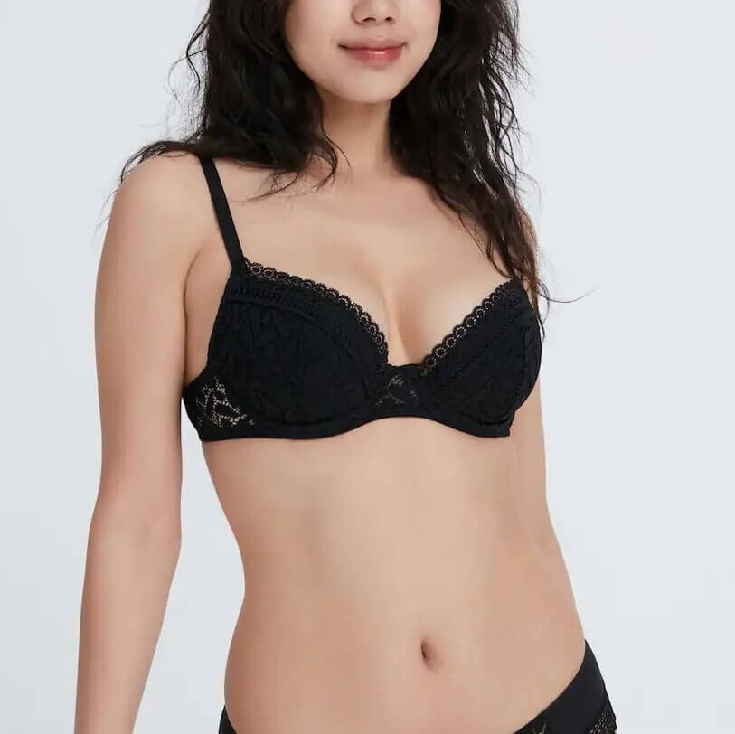 

Бюстгалтер Uniqlo Princesse Tam Tam Leaf Lace Push-Up, черный