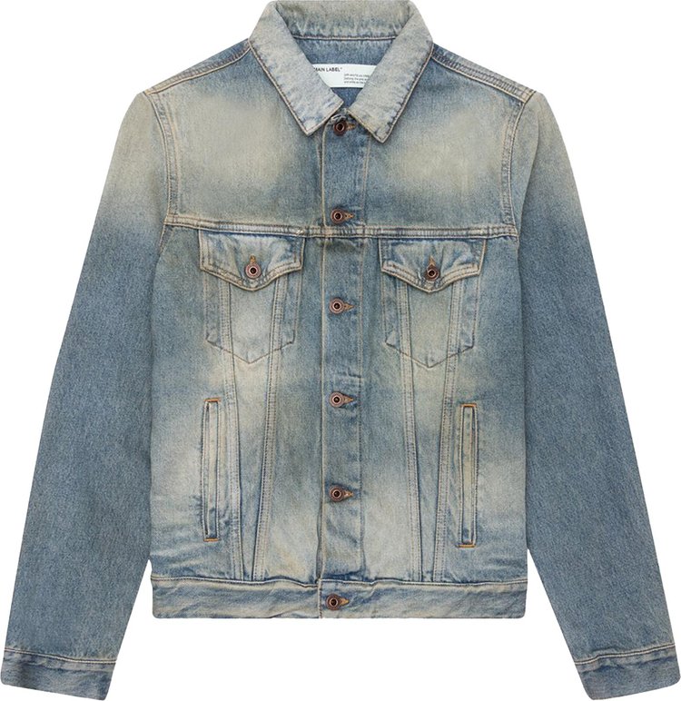 Куртка Off-White Airport Tape Slim Jeans Jacket 'Vintage Wash', синий - фото