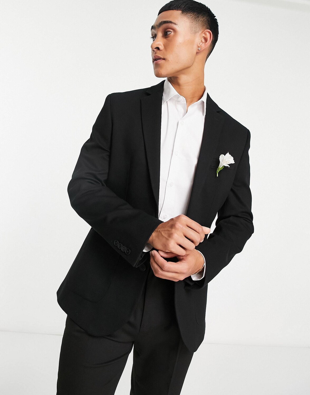 

Черный супероблегающий блейзер из джерси ASOS DESIGN
