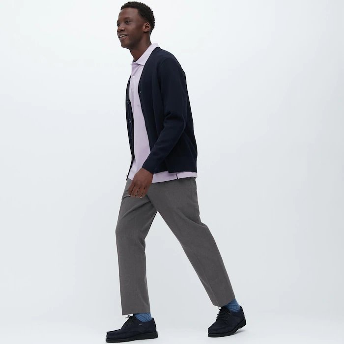 Мужские брюки Uniqlo Smart Ankle Length Trousers, серый брюки uniqlo smart comfort glen checked ankle length long бежевый