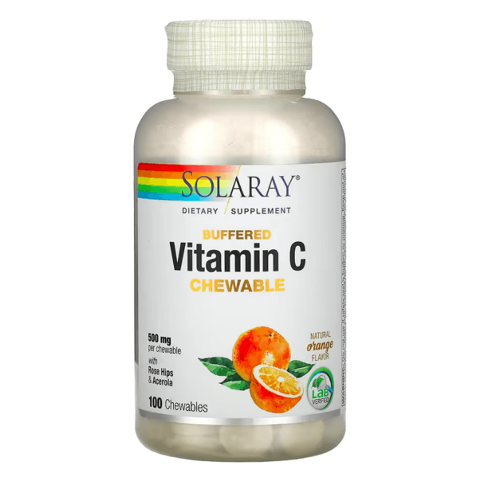 Буферизованный витамин C Solaray 500 мг, 100 таблеток буферизованный витамин c solaray 500 мг 100 таблеток