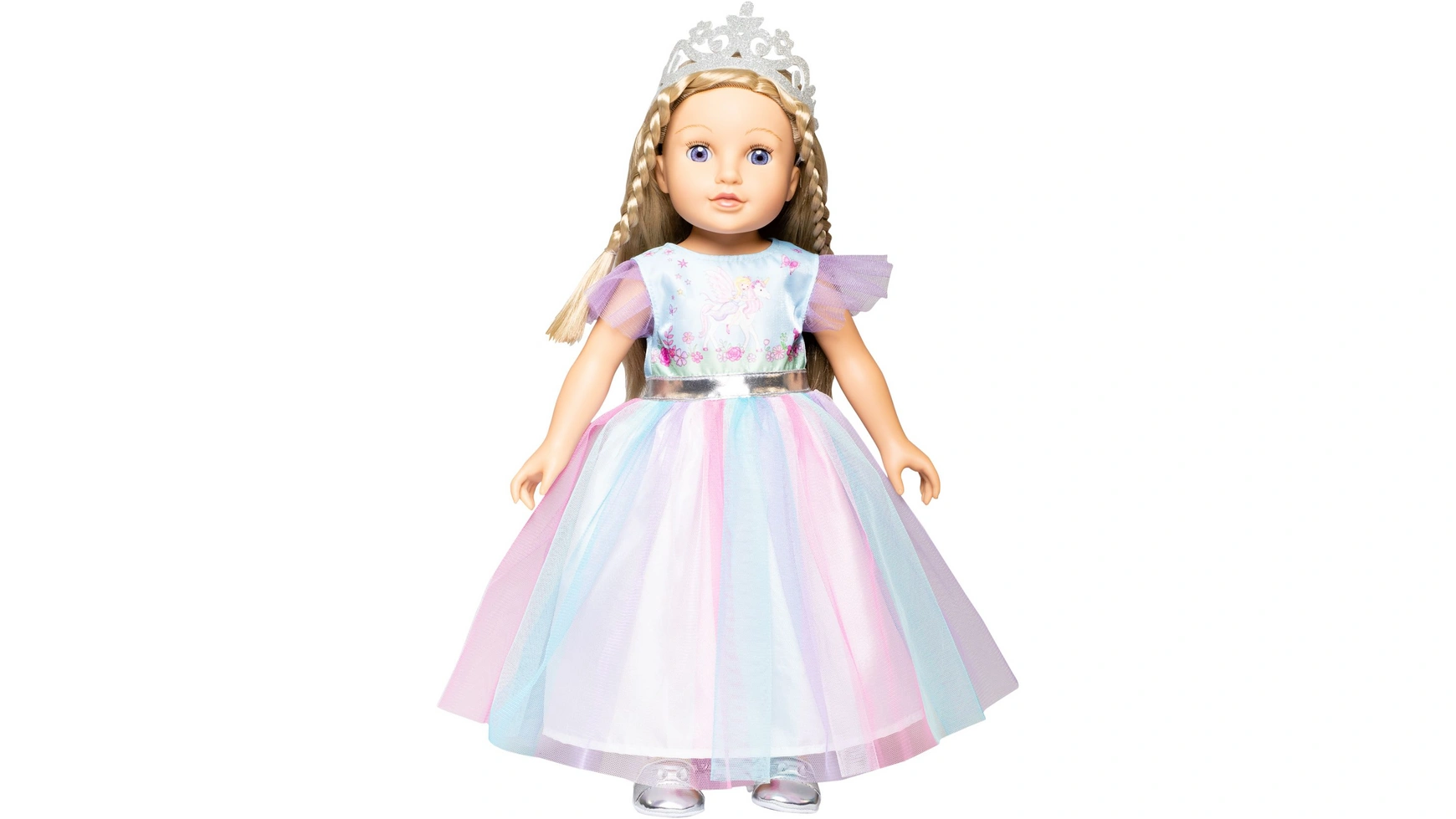 Кукольное платье феи и единорога с серебряной короной, размер 28-35см Heless