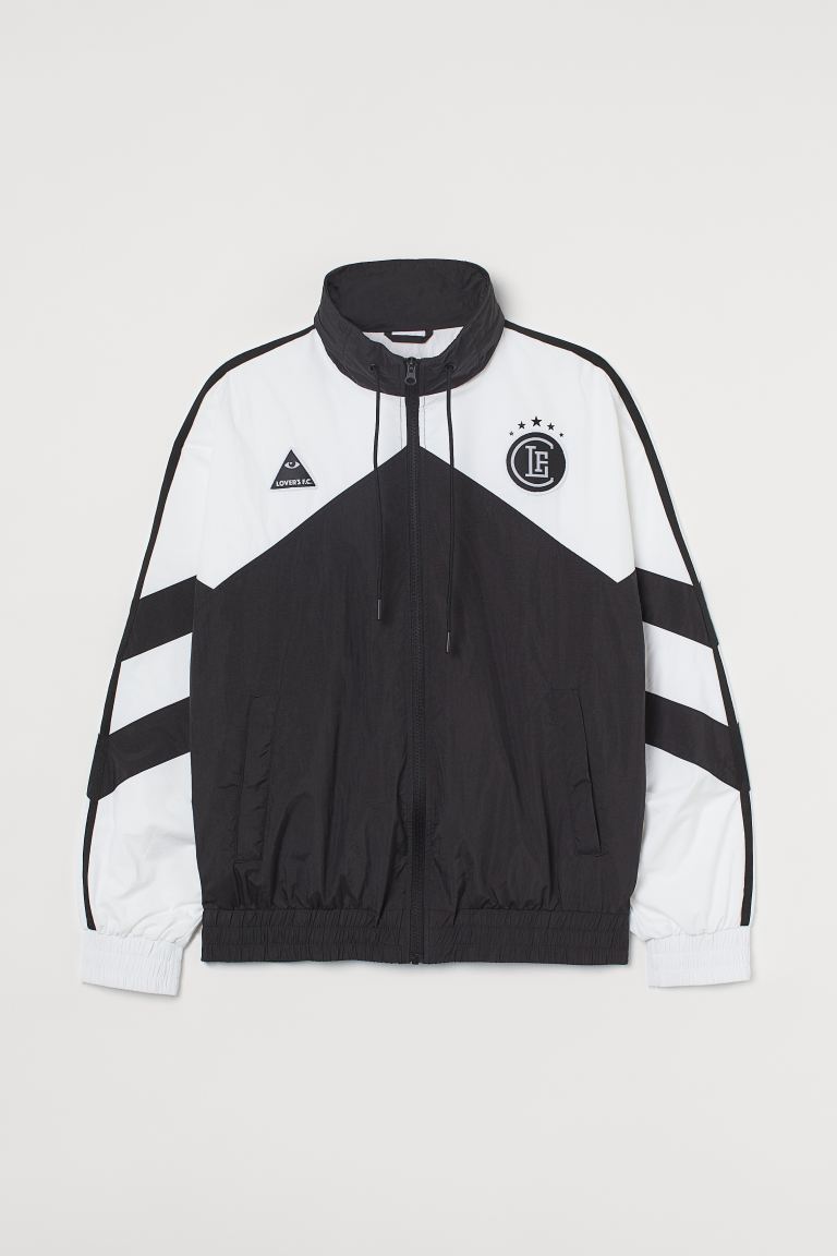 Нейлоновая куртка H&M, черно-белый фото