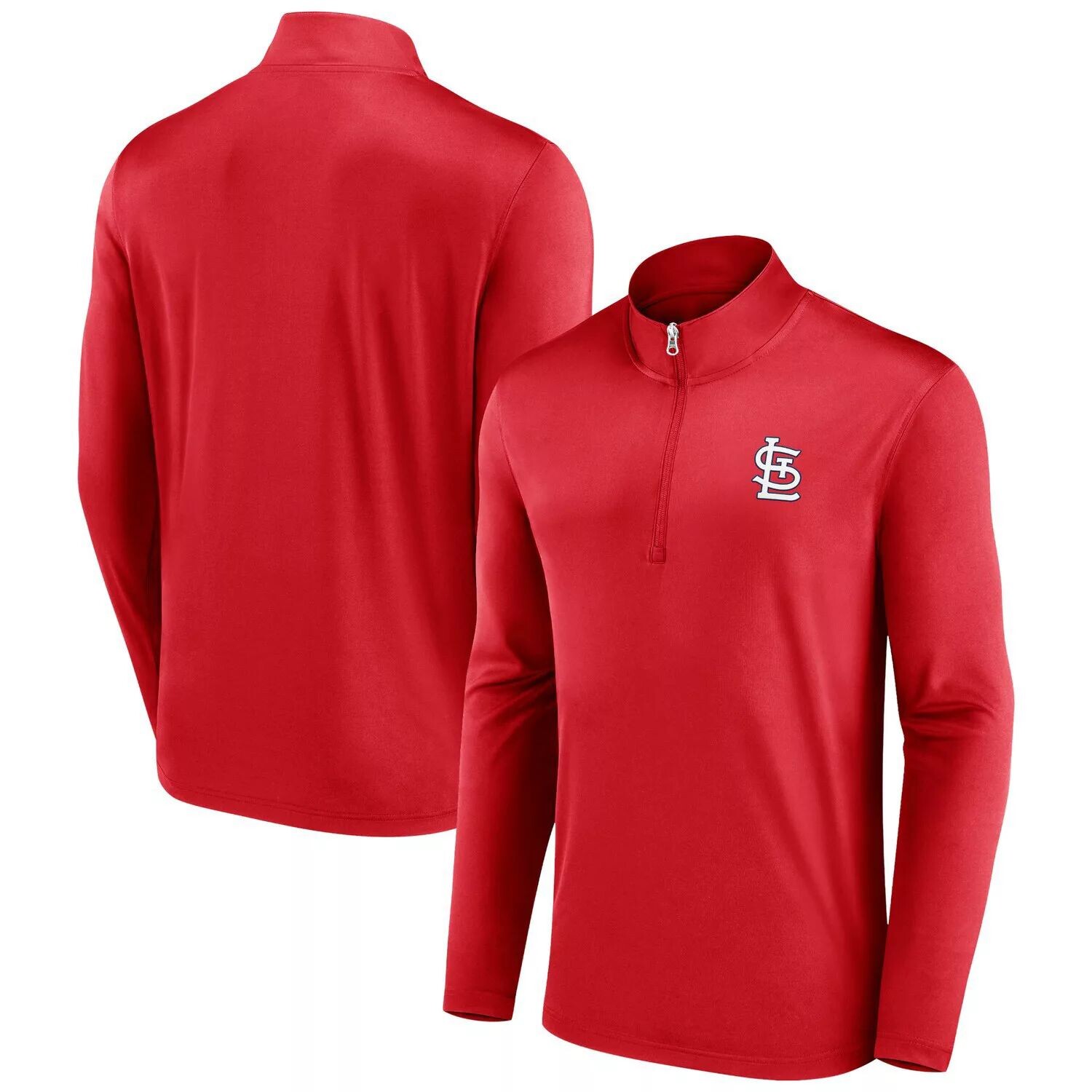 

Мужская красная футболка с молнией на четверть с логотипом St. Louis Cardinals Underdog Mindset Fanatics