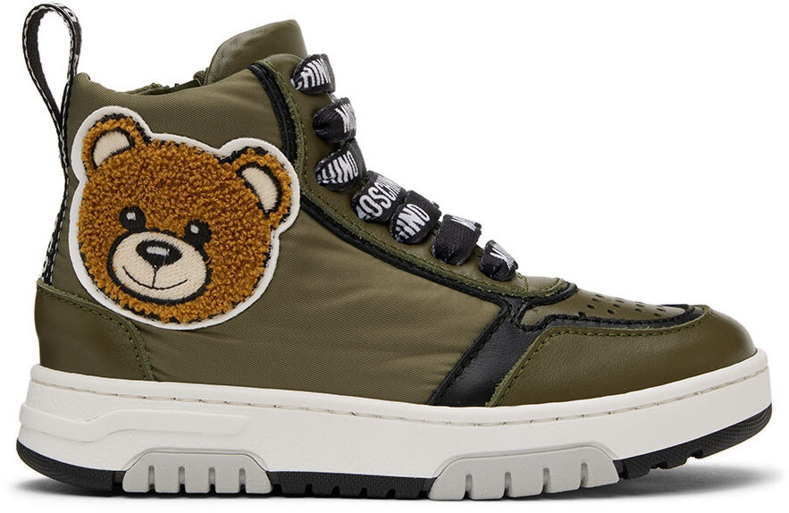 

Детские высокие кроссовки Teddy цвета хаки Moschino