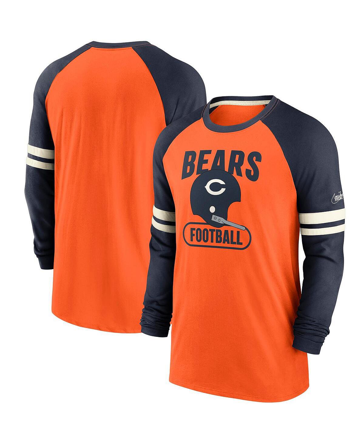 цена Мужская оранжево-синяя футболка с длинным рукавом реглан chicago bears throwback Nike, мульти