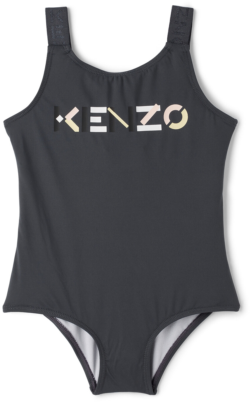 

Детский серый цельный купальник с логотипом Kenzo