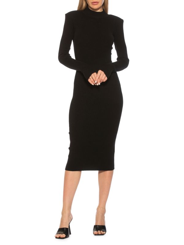 Трикотажное облегающее платье в рубчик Alexia Admor Black женское платье футляр миди с флаттером alexia admor alexia admor черный