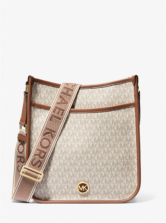 

Большая сумка-мессенджер с фирменным логотипом Luisa Michael Kors, ванильный