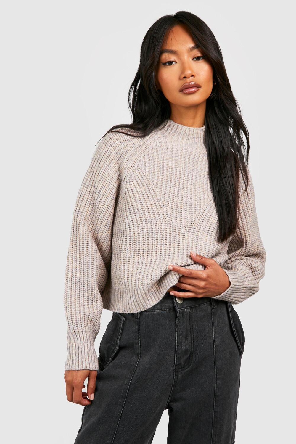 

Свитер с высоким воротом marl yarn Boohoo, фиолетовый