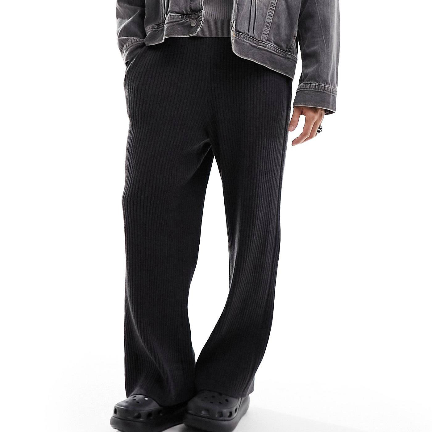 Брюки Weekday Darwin Loose Fit Knitted, темно-серый светло серые брюки из твила свободного кроя jack