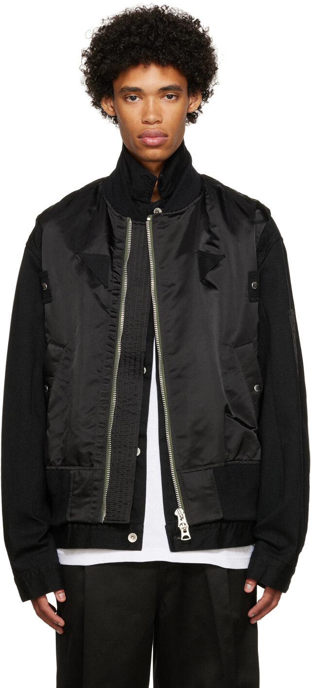 

Черный бомбер из нейлона sacai