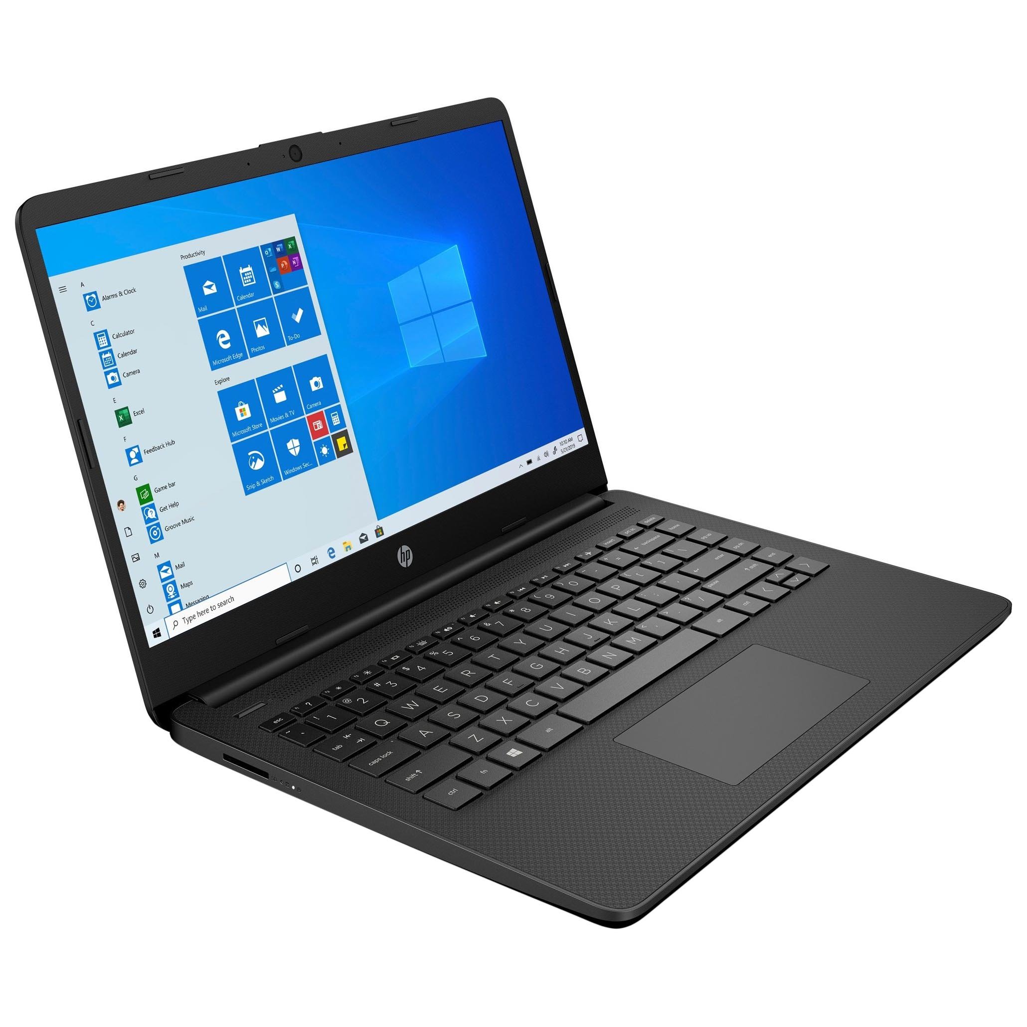 Ноутбук HP 14-dq0060nr, 14" HD Сенсорный, 4Гб/64Гб, Celeron N4020, угольно-черный, английская клавиатура - фото