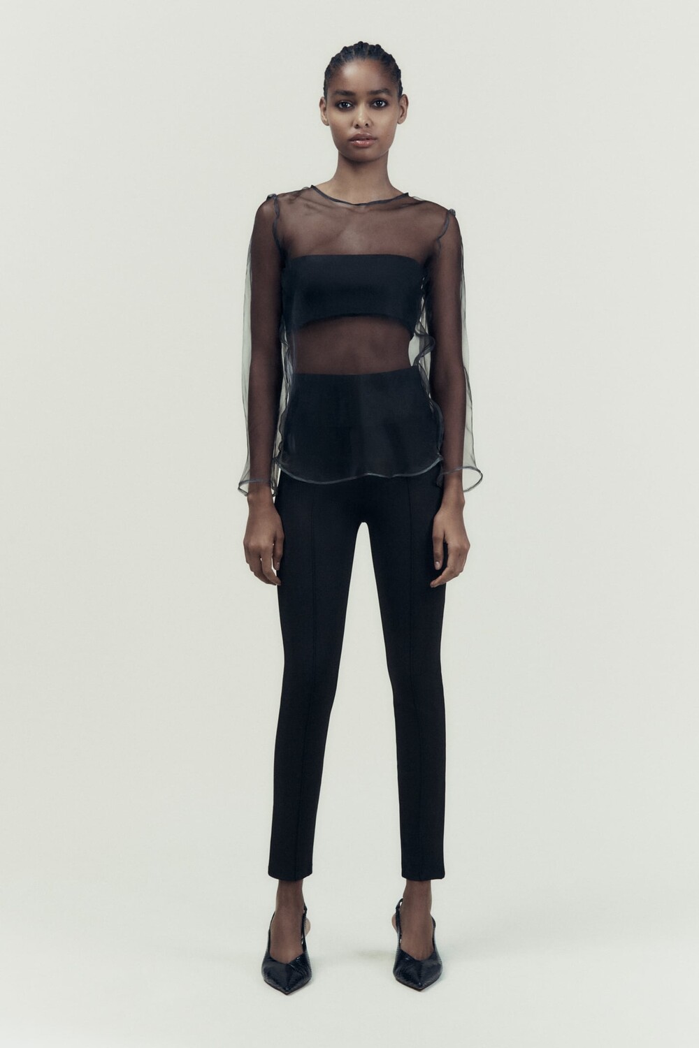 

Леггинсы с широким поясом ZARA, черный