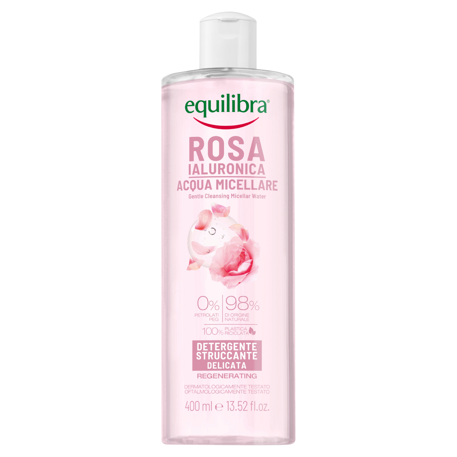 Equilibra Rosa розовая мицеллярная вода для лица, 400 мл освежающая чистая розовая вода rosa pure 200 мл equilibra
