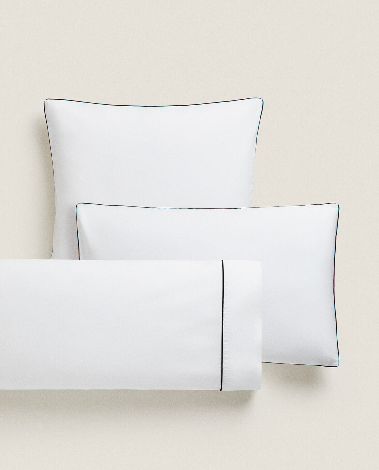 

Наволочка Zara Home Coloured Piping Detail, белый /черный