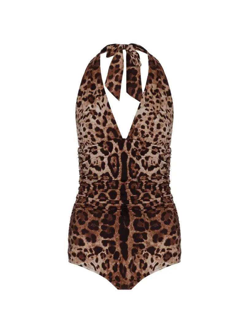 цена Слитный купальник с леопардовым принтом Dolce&Gabbana