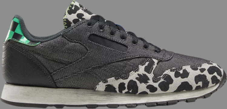 Кроссовки classic leather mu 'cheetah print' Reebok, черный - фото