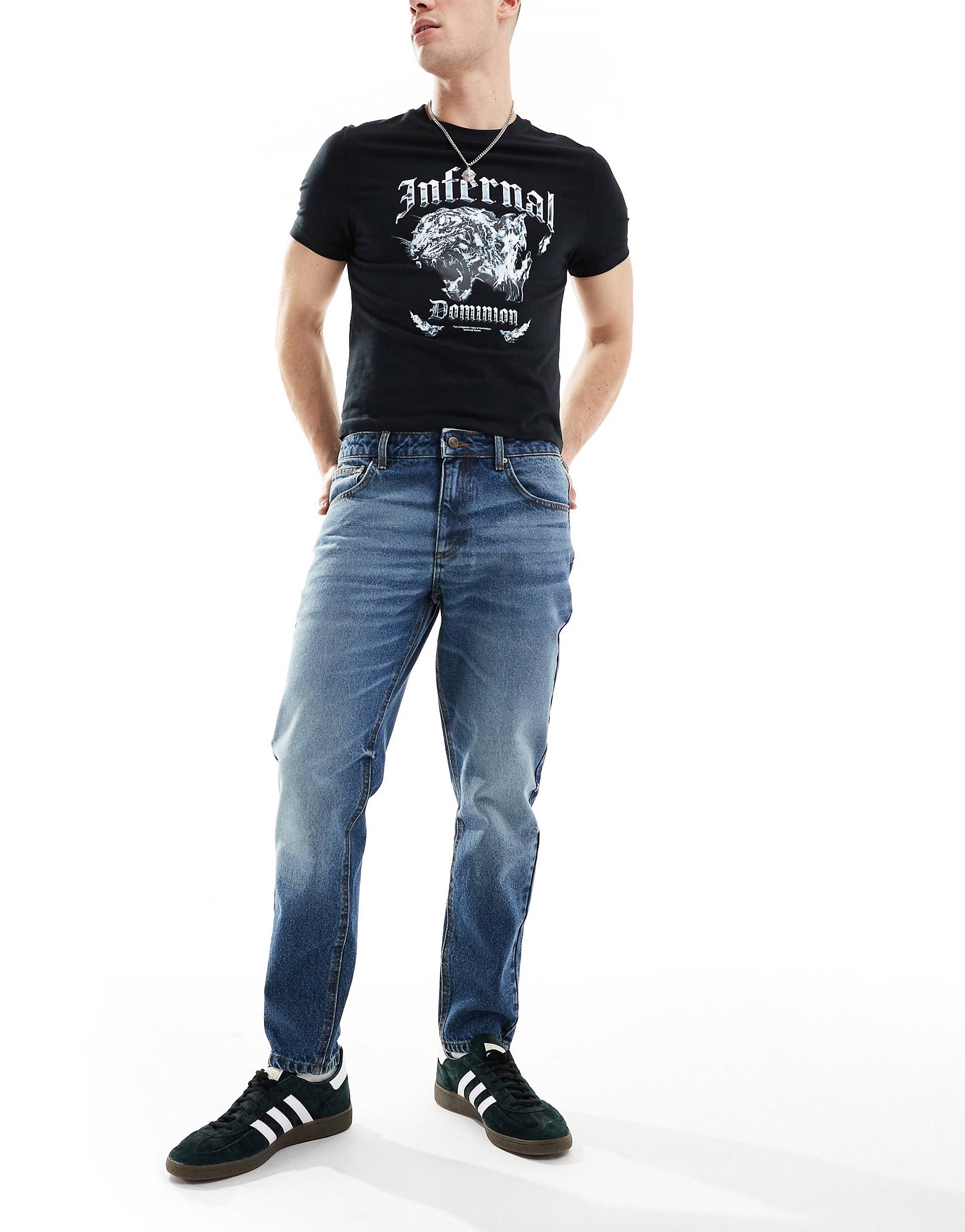 Джинсы Asos Design Classic Rigid, темно-синий джинсы asos design baggy темно серый