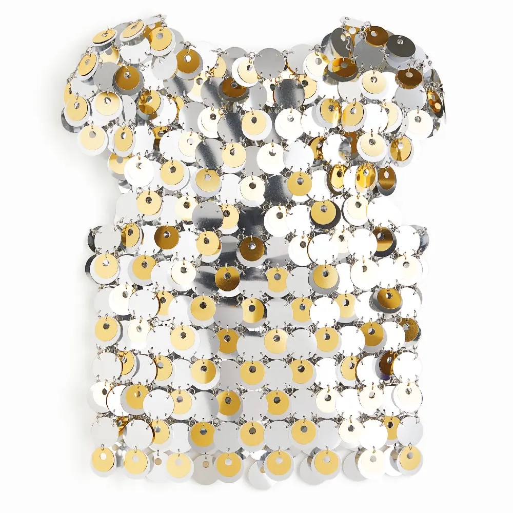 

Топ H&M х Rabanne Sequin-disc, серебрянный/золотой