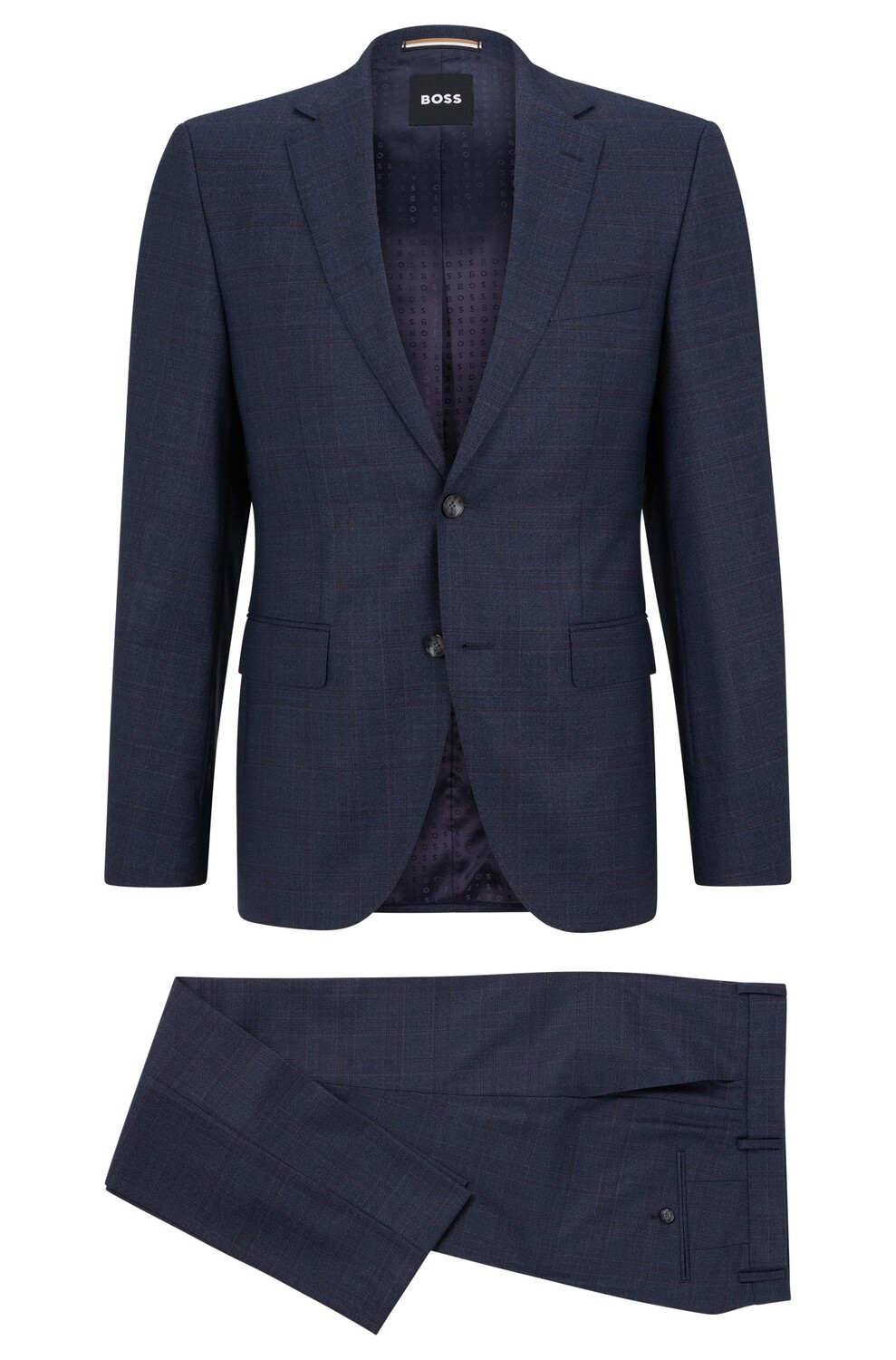 

Костюм Hugo Boss Regular-fit In Checked Virgin-wool Serge, темно-синий
