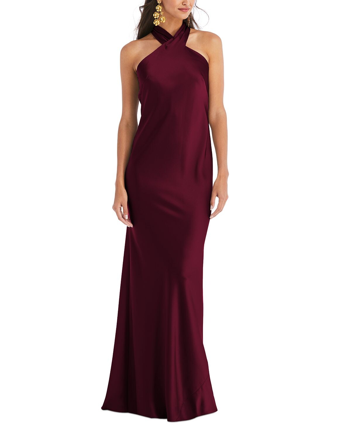 

Красивое драпированное платье с лямкой на шее Dessy Collection
