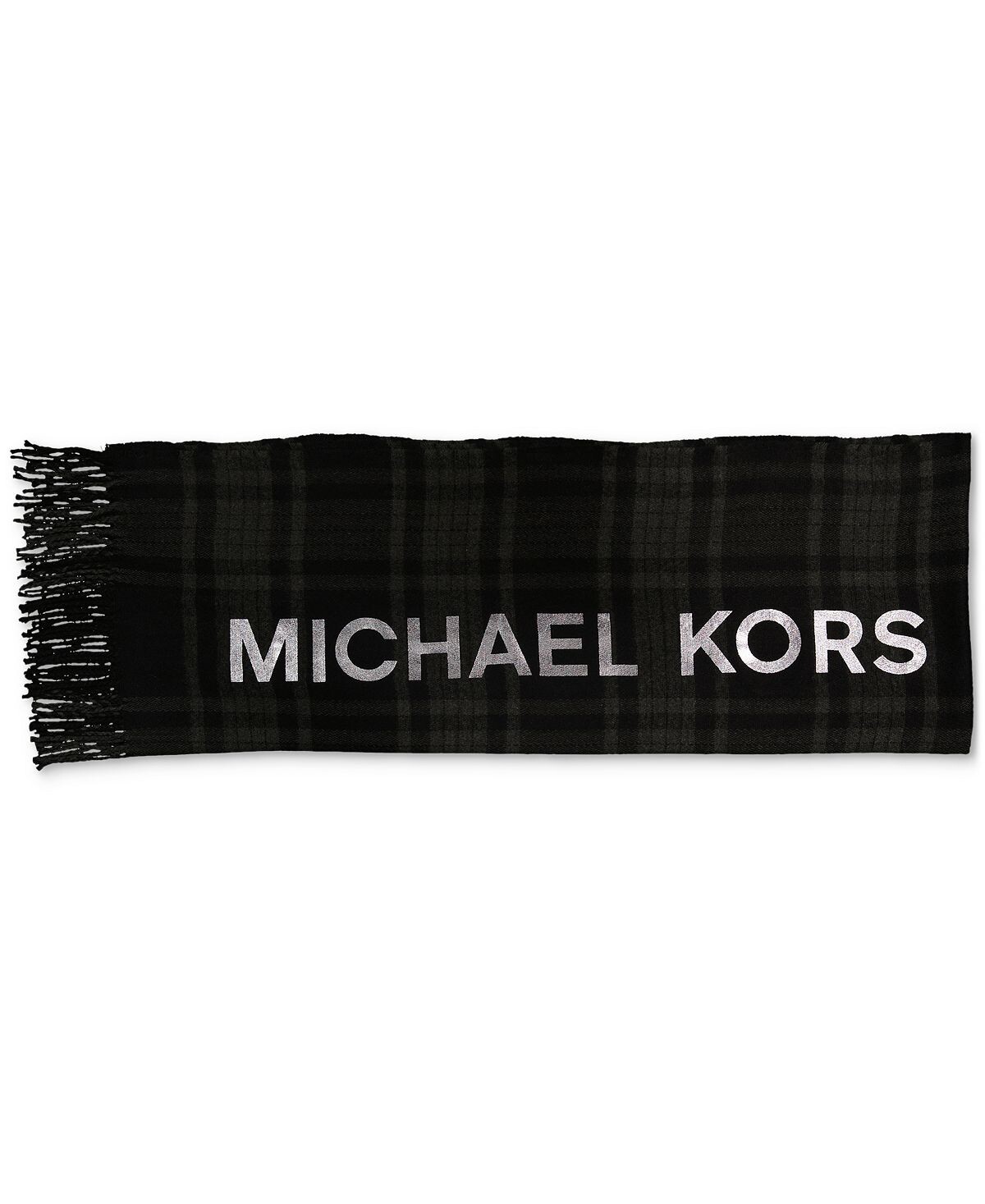 

Женский клетчатый шарф с запахом и логотипом Michael Kors, черный