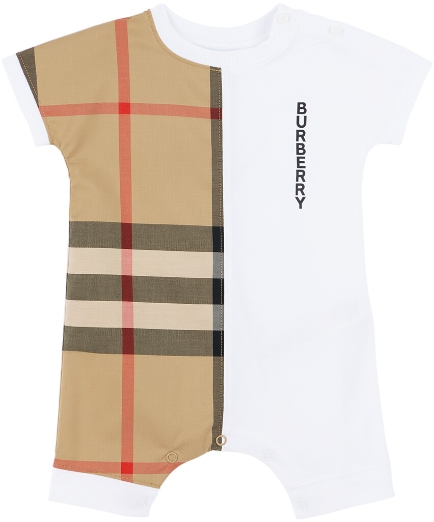 

Белый комбинезон в клетку Baby Baby Burberry