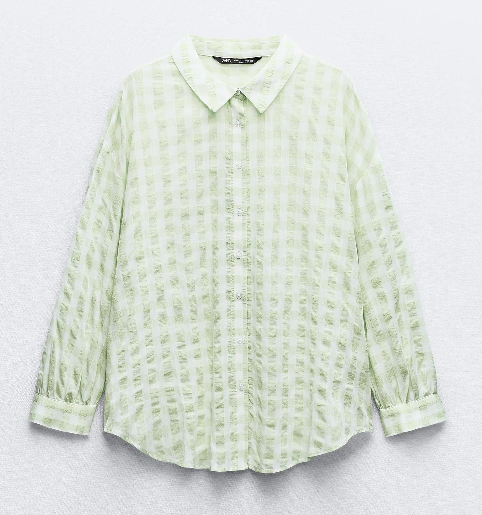 Рубашка Zara Oversize Gingham, зеленый/белый рубашка zara soft oversize голубой