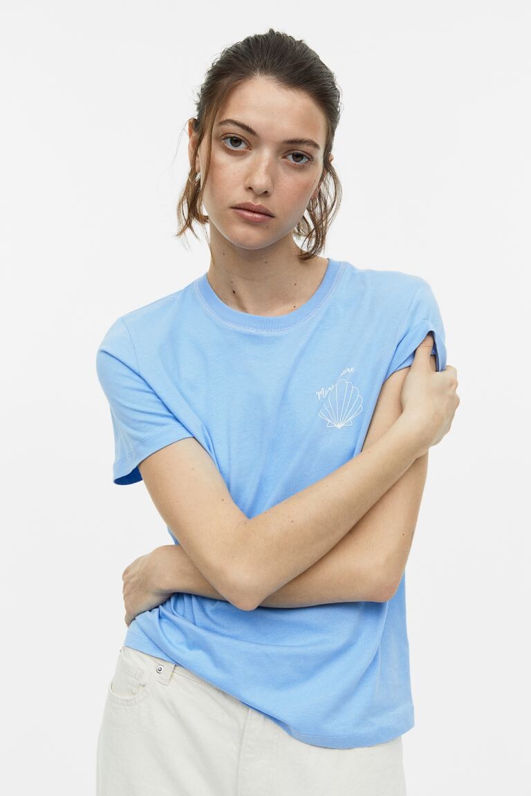 

Хлопковая футболка H&M, голубой/аморе, Синий