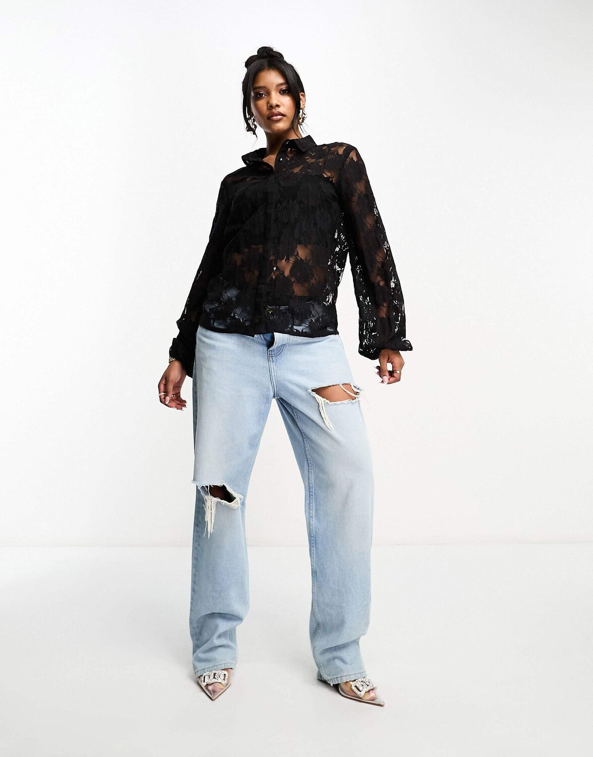 

Рубашка In The Style Exclusive Lace, черный