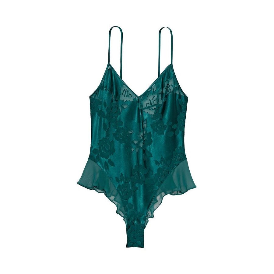 

Боди Victoria's Secret Archives Burnout Satin Teddy, изумрудно-зеленый