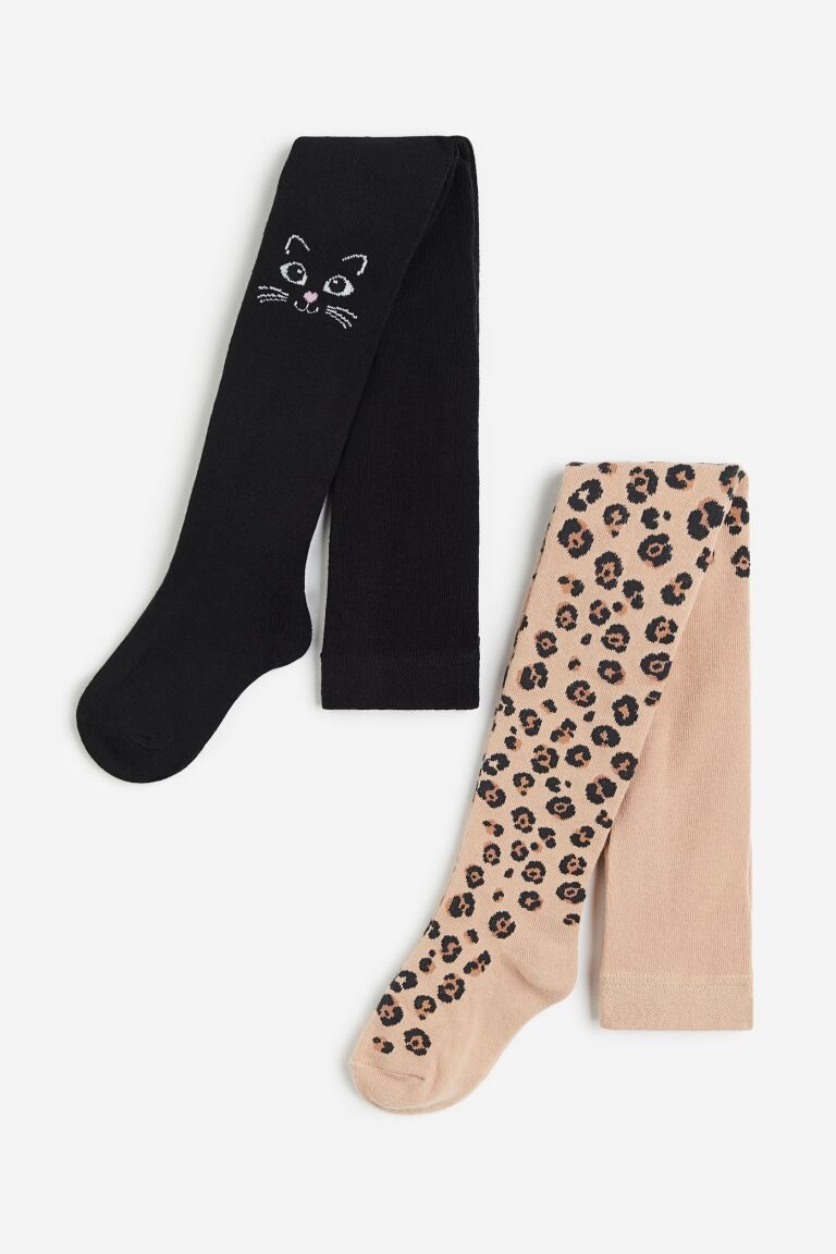 

Набор из 2 пар колготок H&M Leopard Print Fine-knit, бежевый/черный