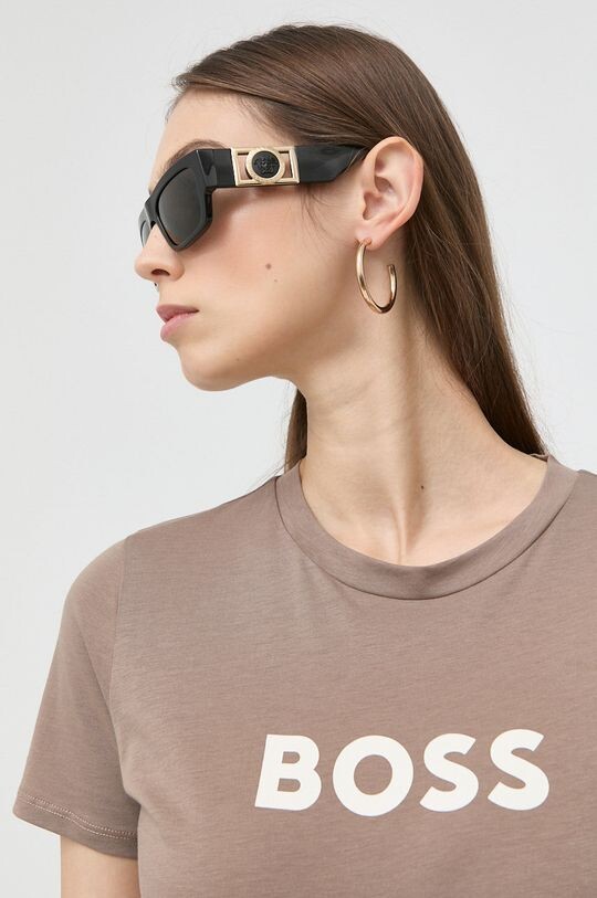 

Хлопковая футболка Boss, коричневый